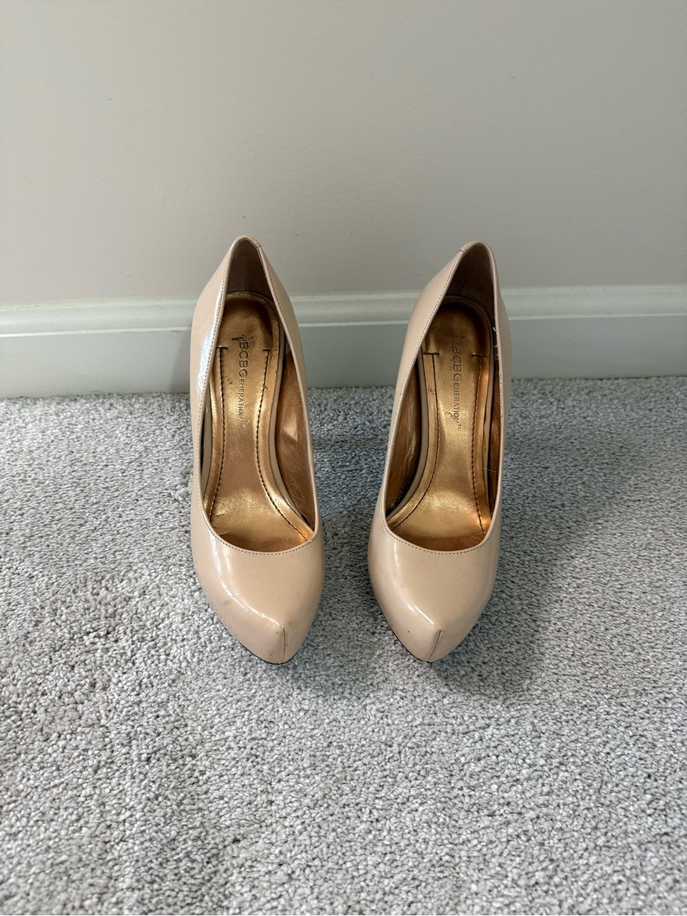 BCBGeneration Worn-in Nude Patent Pointed-Toe Pumps